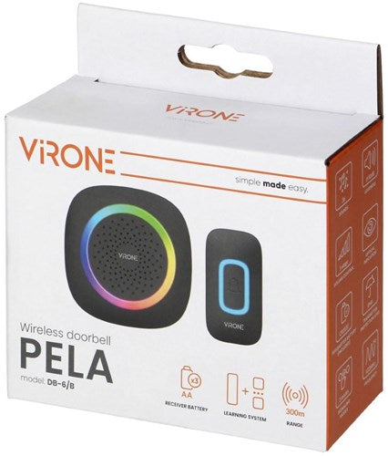 Chargez l'image dans la visionneuse de la galerie, Enzo virone draadloze deurbel set 300m zwart +rgb - 8415500
