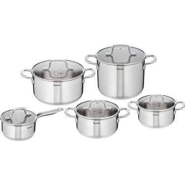 Tefal virtuoso pannenset rvs 5-delig steelpan 16cm kookpannen 18,20 en 24cm hoge kookpan 22cm geschikt ook voor inductie