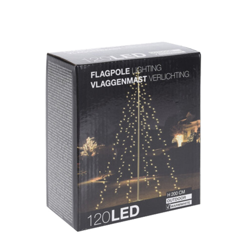 Afbeelding laden in galerijviewer, Vlaggenmast verlichting warm wit 120 leds 120cm
