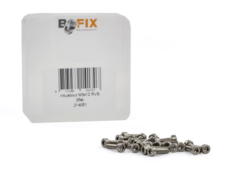 Load image into Gallery viewer, Bofix doos a 25 inbusbouten m3x12 rvs
