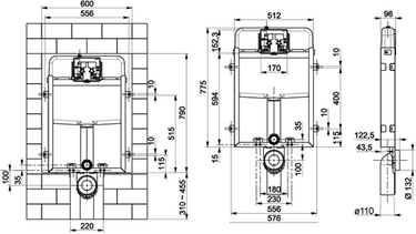 Cornat vorwand wc-inbouwreservoir 3-6l - wek2
