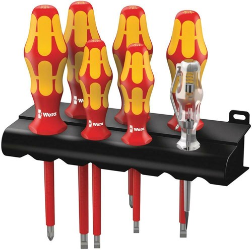 Load image into Gallery viewer, Wera 160 i 7 schroevendraaierset kraftform plus serie 100 + spanningszoeker + houder, 7 -delig - 1 stuk(s) - 05006147001
