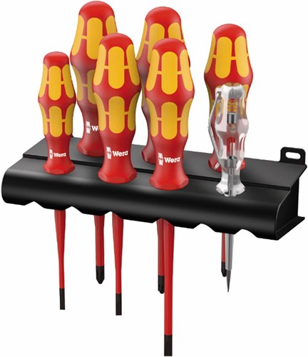 Laden Sie das Bild in Galerie -Viewer, Wera 160 is 7 schroevendraaierset kraftform plus serie 100 + spanningszoeker + houder. met gereduceerde klingdiameter, 7 -delig - 1 stuk(s) - 05006480001

