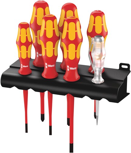 Wera 160 is 7 schroevendraaierset kraftform plus serie 100 + spanningszoeker + houder. met gereduceerde klingdiameter, 7 -delig - 1 stuk(s) - 05006480001