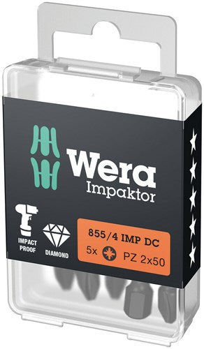 Load image into Gallery viewer, Wera 855 4 imp dc pz diy impaktor bits, pz 2 x 50 mm, 5-delig - 05057661001
