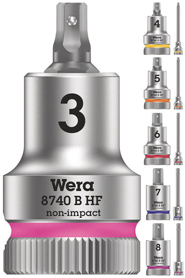 Wera 8740 b hf binnenzeskant zyklop bitdop met 3 8 -aandrijving met vasthoudfunctie, 6,0 x 35 mm - 1 stuk(s) - 05003035001