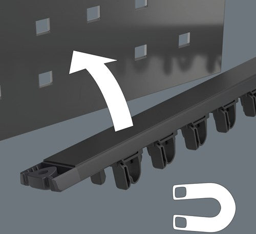 Wera 9611 magneetstrip voor max. 9 kraftform-schroevendraaiers, leeg, 30 x 400 mm - 05136414001