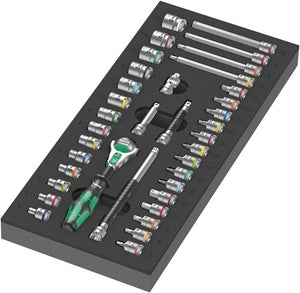 Wera 9720 schuimrubberen inzetstuk met 8000 a zyklop ratel 1 4 set 1, 37-delig - 05150110001