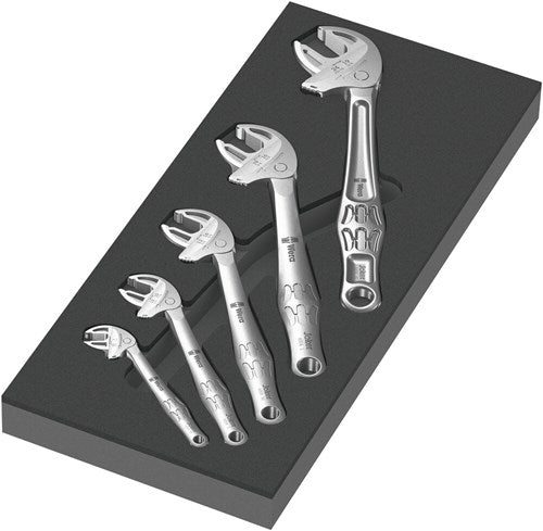 Wera zelfaanpassende steeksleutel 6004 joker set 1 gereedschapsset (zwart grijs, zelfinstellende steeksleutelset, in schuimrubberen inzet voor werkplaatswagen)