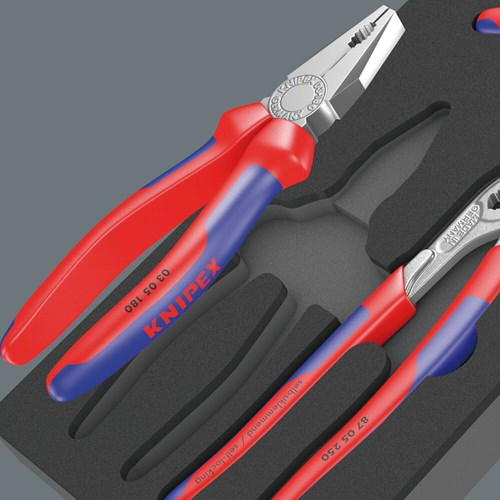 Load image into Gallery viewer, Wera 9780 schuimrubberen inzetstuk met knipex tangen set 1, 3‑delig tangenset (zwart grijs, in schuiminzet voor werkplaatswagen)
