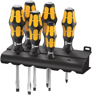 Wera schroevendraaierset | 6-delig sleuf pzd | 2-componentengreep | 6-kant-mes aanzet | 1 stuk - 05018287001 - 05018287001