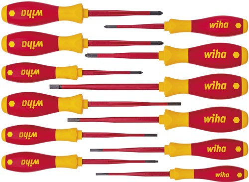 Wiha schroevendraaierset softfinish electric slimfix (rood geel, 12-delig)