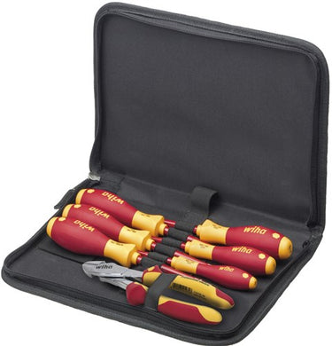 Wiha gereedschapset elektricien gereedschapsset (rood geel, 7-delig in gereedschapetui)