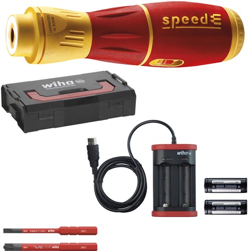 Load image into Gallery viewer, Wiha 44318 | e-schroevendraaier speede® ii electric | 7-dlg | met slimbits | 2x 1.6ah accu en usb-oplader in l-boxx mini - 44318
