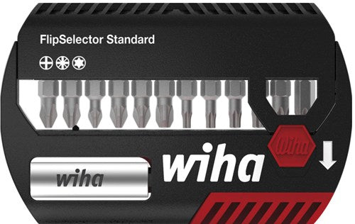 Load image into Gallery viewer, Wiha bitset flipselector standard 25 mm phillips, pozidriv, torx® 15-delig 1 4 c6,3 met riemclip in blister - 39060 - 39060a
