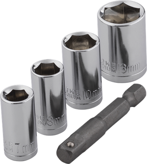 Wolfcraft dopsleutel-set | adapter | 50mm | 7 8 10 13mm | 1 set - 2413000