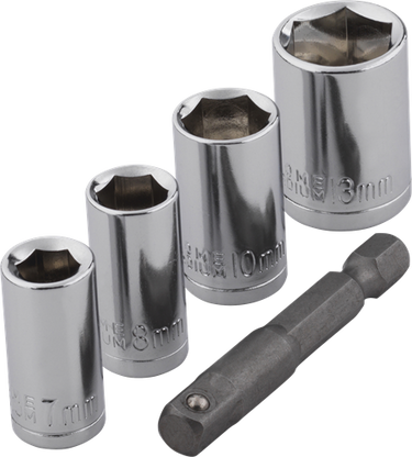 Wolfcraft dopsleutel-set | adapter | 50mm | 7 8 10 13mm | 1 set - 2413000