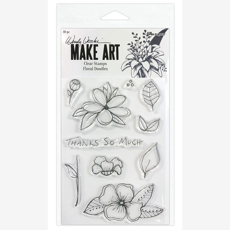 Load image into Gallery viewer, Ranger ink ranger • wendy vecchi make art clear stamp set floral doodles

