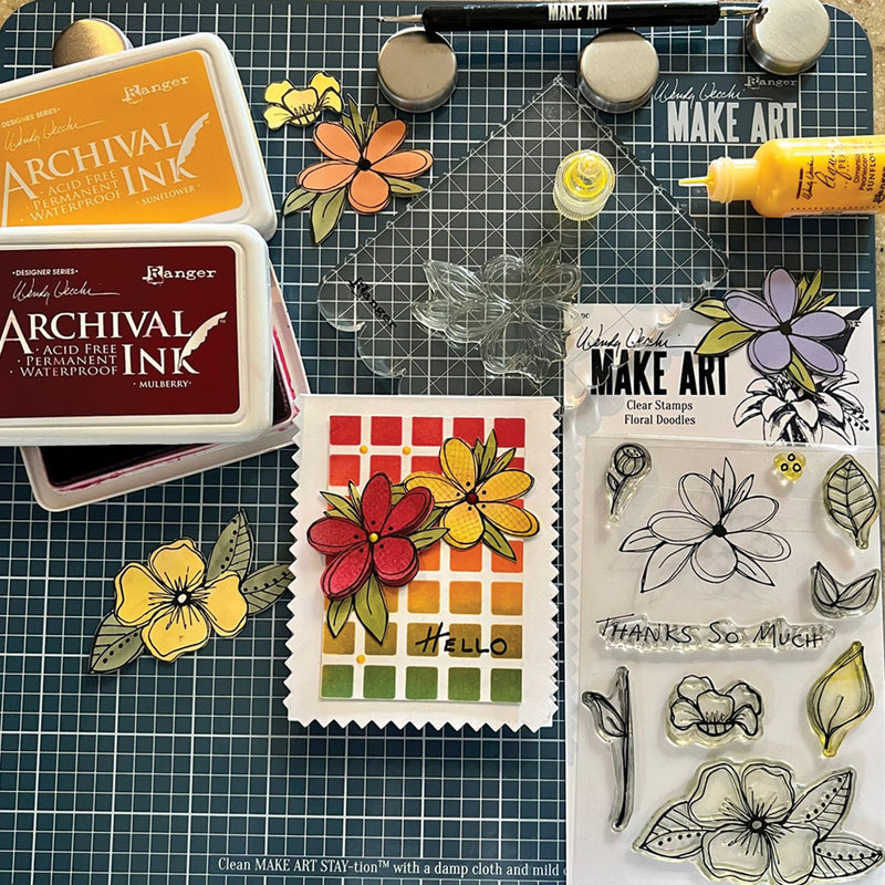 Load image into Gallery viewer, Ranger ink ranger • wendy vecchi make art clear stamp set floral doodles
