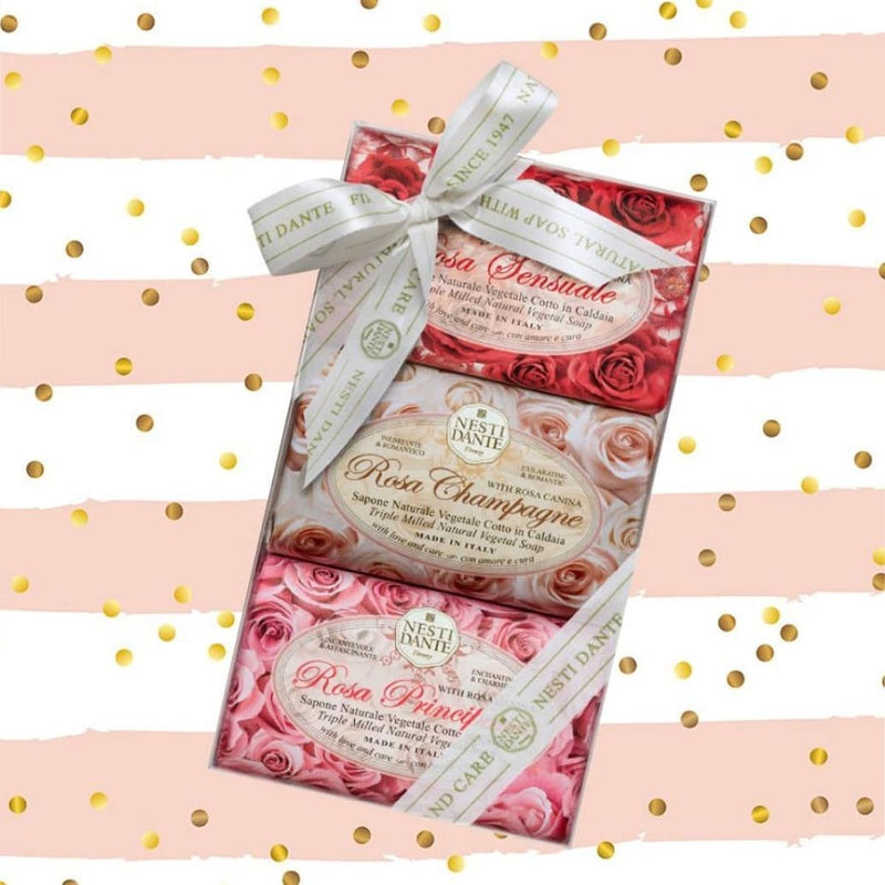 Afbeelding laden in galerijviewer, Nesti dante geschenkset zeep rosa 3x150gr.
