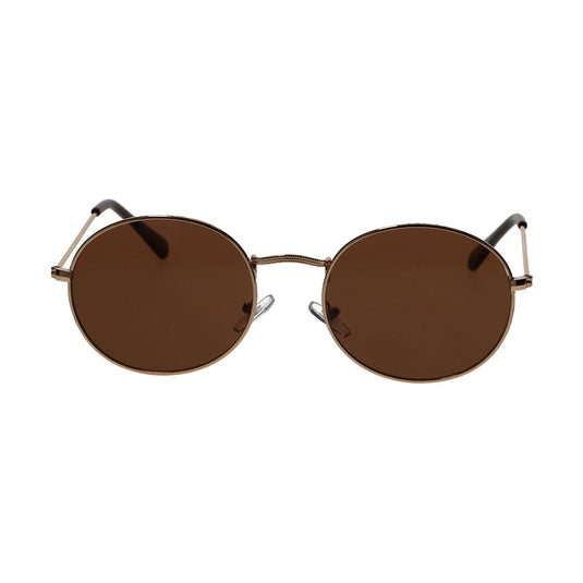 Spectrum zonnebril plat ovaal goud metaal bruin unisex