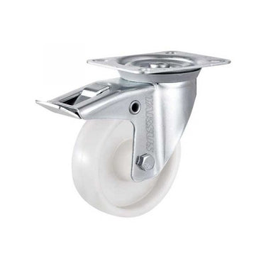 Tarsus zwenkwiel + rem 125 mm. wit