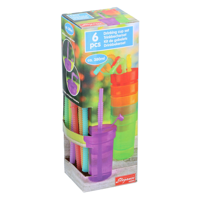 Load image into Gallery viewer, Kunststof Drinkbeker met Rietje 387ml, 6st.
