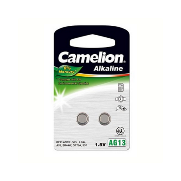 Camelion AG13 Alkaline knoopcel LR44 per 2 (hangverpakking)