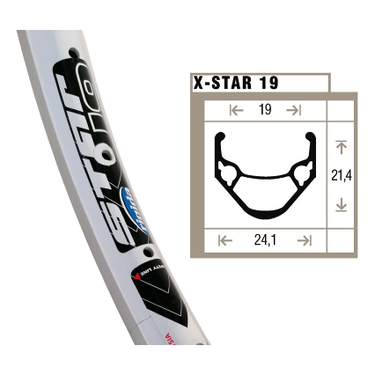 Shining rigida x-star 19 velg wit etrto 507-19 (24x1.75) 36-gaats