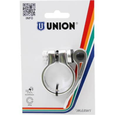 Union zadelpenklem met snelspanner 34.9 zilver