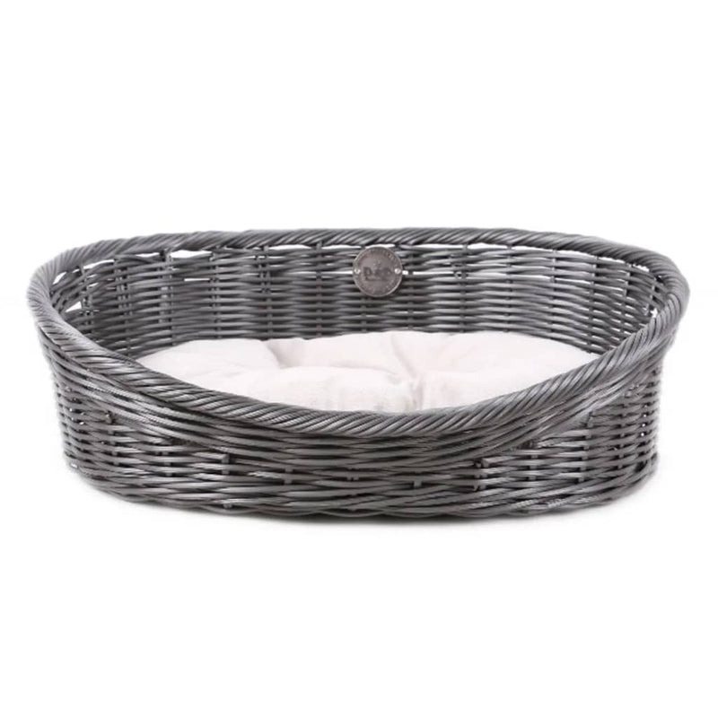 Load image into Gallery viewer, D D Huisdierenbed rustiek met kussen XL rattan grijs
