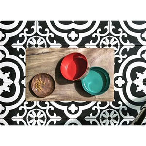 Tarhong Voerbak hond olive melamine houtprint sienna roze