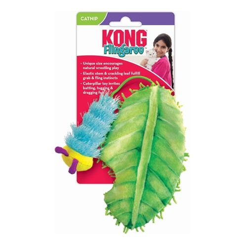 Kong Flingaroo rups met blad met catnip