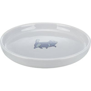 Trixie Voerbak waterbak plat en breed kattenprint grijs