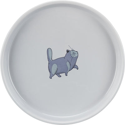 Load image into Gallery viewer, Trixie Voerbak waterbak plat en breed kattenprint grijs
