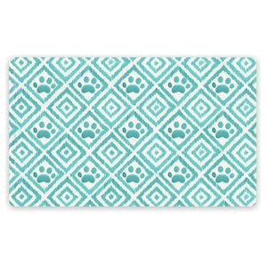 Tarhong Placemat paw ikat turquoise blauw