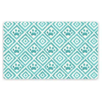 Tarhong Placemat paw ikat turquoise blauw