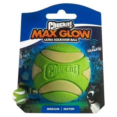 Chuckit Max glow ultra squeekerbal groen