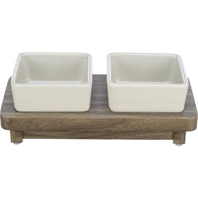 Trixie Voerbak hond set citystyle keramiek grijs bruin