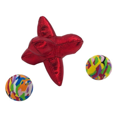 Load image into Gallery viewer, Kong Cat active jacks stuiterbal multipack met catnip rood
