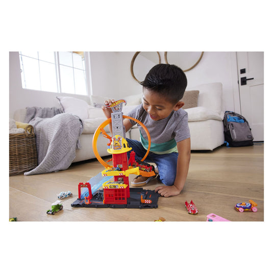 Hot wheels city super fire station - speelfigurenset