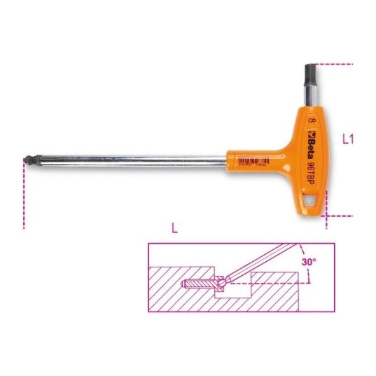 Beta stiftsleutel 96tbp met kogelkop en handgreep 8.0mm