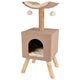 Flamingo krabpaal – scandi beige naturel wit – 36 × 43 × 82 cm – jute krabpaal – met ligplateau schuilplaats – scandinavisch design – voor katten