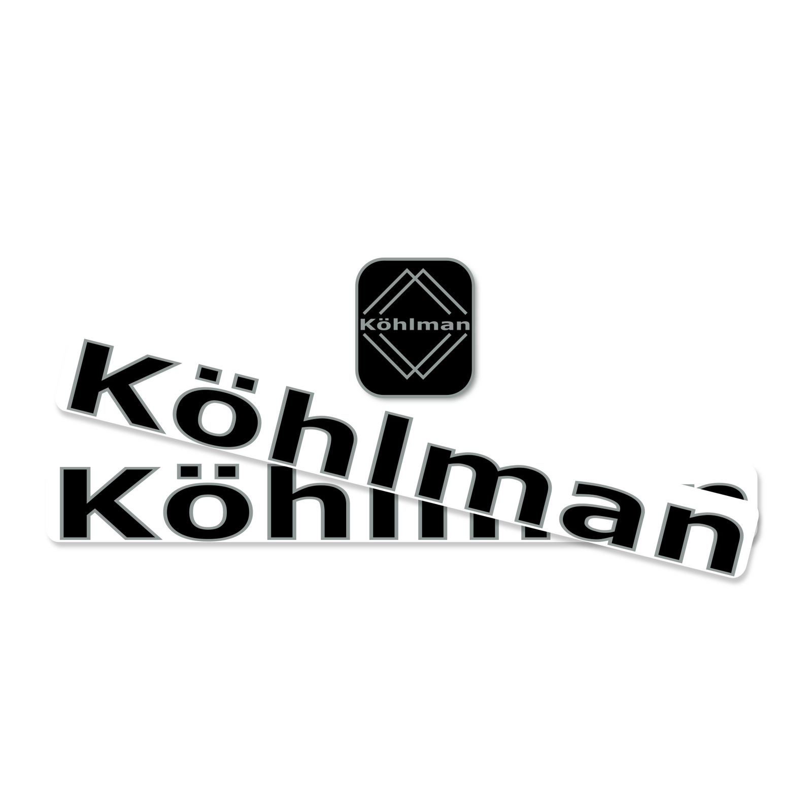 Transfer set Köhlman. bestaat uit  1x balhoofdbuis en 2x onderbuis decal.