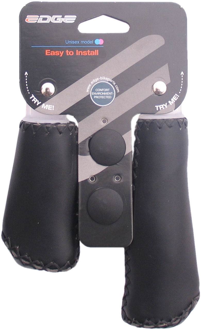 Handvatset Edge Leer - zwart - 135 92mm (winkelverpakking)