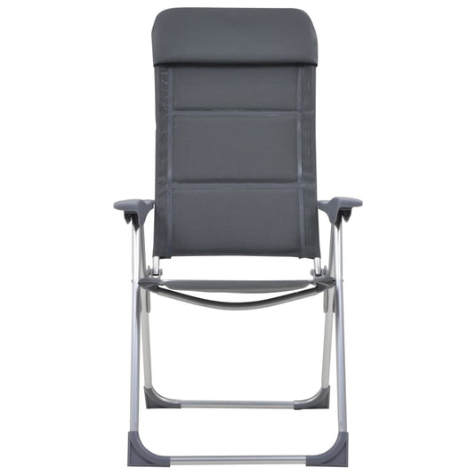 VidaXL Campingstoelen 58x69x111 cm aluminium grijs 2 st