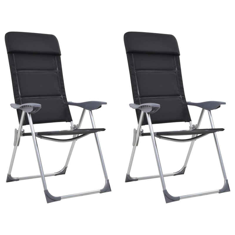 Load image into Gallery viewer, VidaXL Campingstoelen 58x69x111 cm aluminium zwart 2 st
