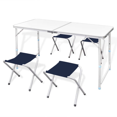 VidaXL Campingtafel inklapbaar en verstelbaar aluminium 120 x 60 cm 4 stoelen
