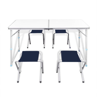 VidaXL Campingtafel inklapbaar en verstelbaar aluminium 120 x 60 cm 4 stoelen