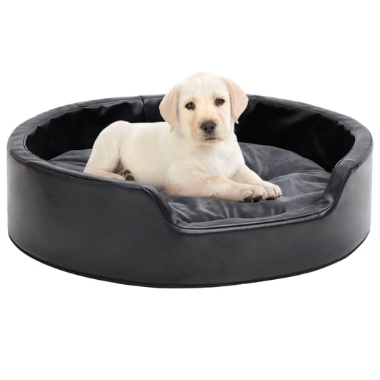 VidaXL Hondenmand 69x59x19 cm pluche en kunstleer zwart en donkergrijs